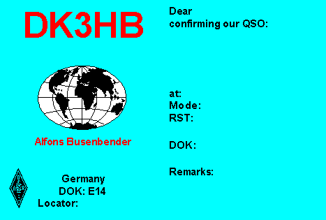 DK3HB QSL Card